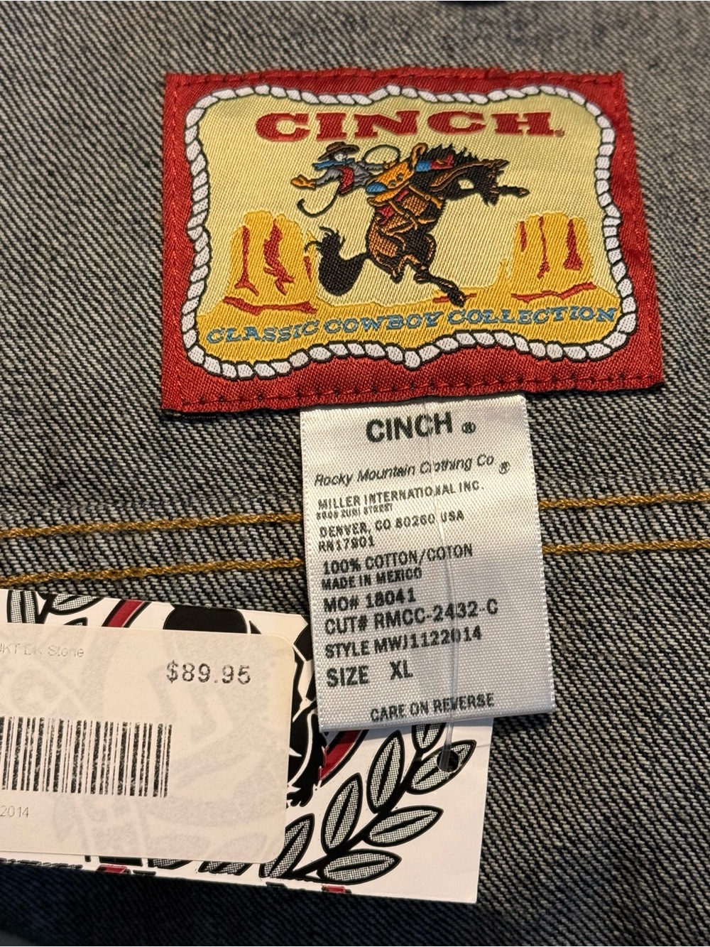 Cinch Men’s Black Denim Shirt Jacket with Contrast Stitching - Picture 5 of 5